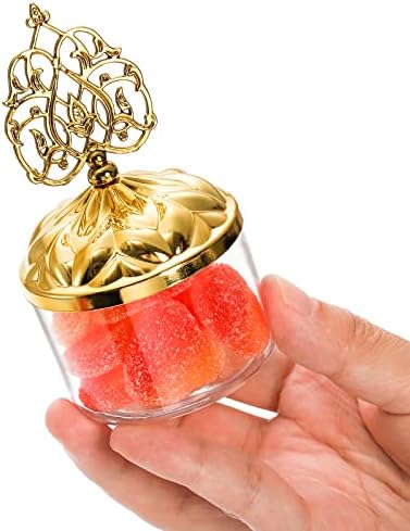 24 Pack Clear Candy Favor Boxes with Gold Lids
