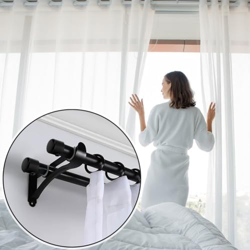 AHANDMAKER 4 Piece Curtain Rod End Caps Black