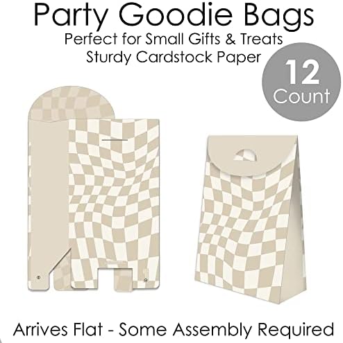 Tan Checkered Party Goodie Bags Set of 12