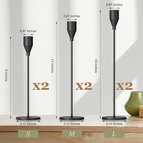 Matte Black Candlestick Holders Set of 6
