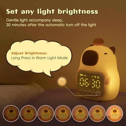 Capybara Alarm Clock with Night Light for Kids