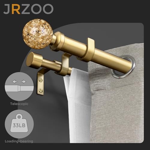 JRZOO Gold Double Curtain Rod for Windows 36-72 Inch