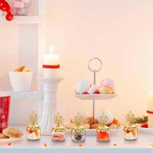 24 Pack Clear Candy Favor Boxes with Gold Lids
