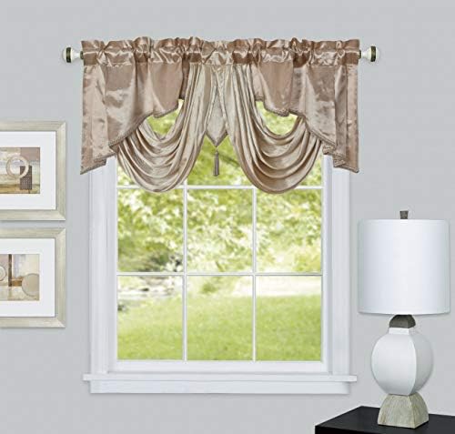 GOHD Valarie Window Valance 54x18 Taffeta Fabric Sand