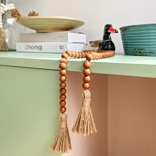 Meplait 39 Inch Wood Bead Garland with Tassels