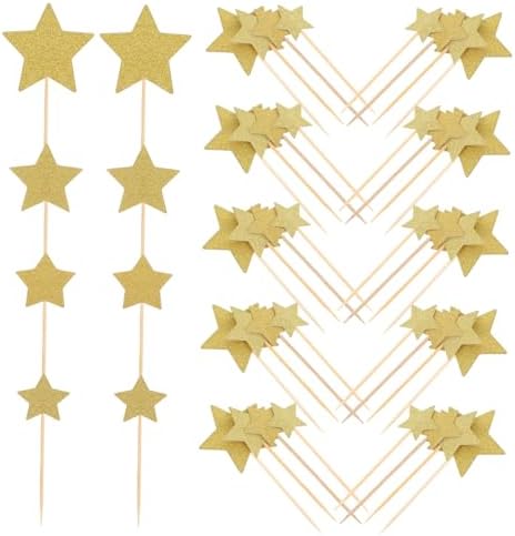 Cabilock Star Cupcake Toppers Glitter Decorations