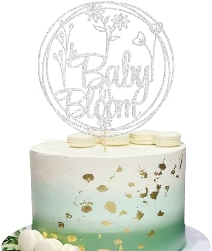 Gyufise Baby in Bloom Glitter Flower Cake Topper