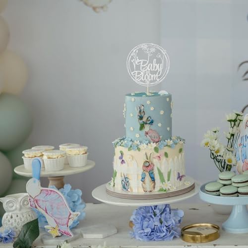 Gyufise Baby in Bloom Glitter Flower Cake Topper