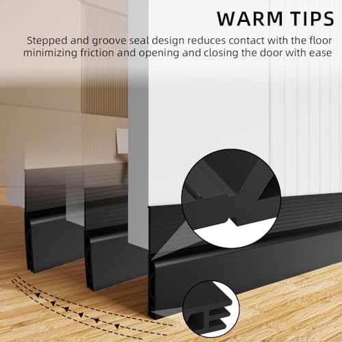 Ormien Door Draft Stopper 39 Inch Black Adjustable