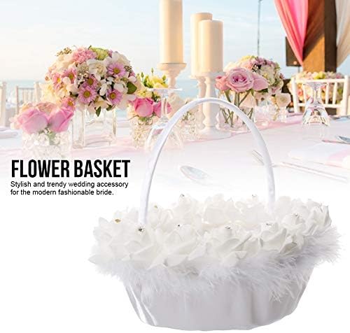 Elegant Wedding Girl Flower Basket with White Satin Decor