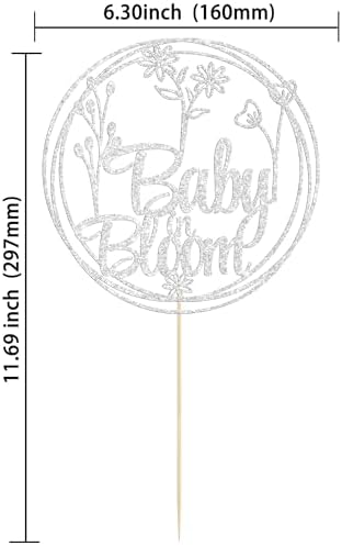 Gyufise Baby in Bloom Glitter Flower Cake Topper