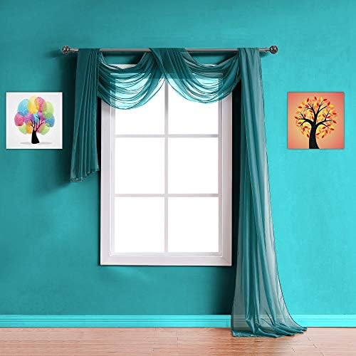 Warm Home Designs Green Teal Sheer Window Scarf 54x216 Inches