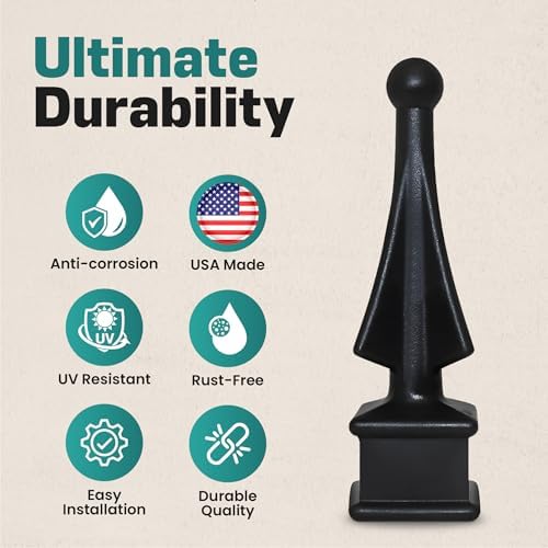 Fence Finial Toppers for Square Posts 58 in Black 10 Pack