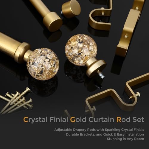 JRZOO Gold Double Curtain Rod for Windows 36-72 Inch