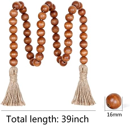 Meplait 39 Inch Wood Bead Garland with Tassels