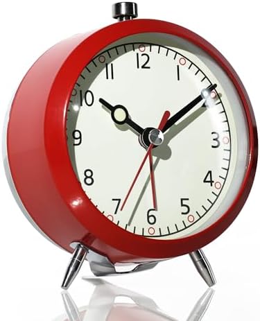 AYRELY 4 Inch Loud Analog Alarm Clock with Classic Red Design