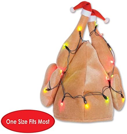 Beistle Plush Light-up Christmas Turkey Hats Set of 3