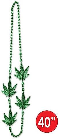 Beistle 12 Piece Green Plastic Beaded Necklaces 70s Party