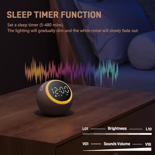 JALL White Noise Machine with Night Light and Alarm Clock