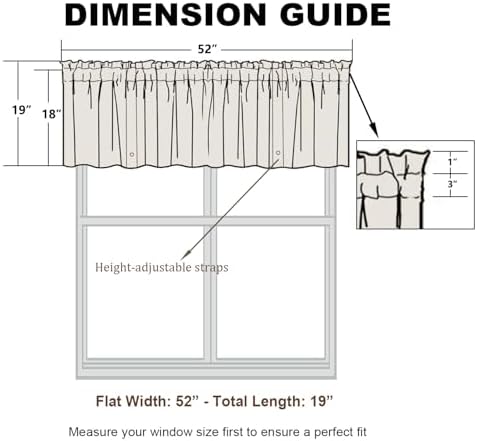 VOGOL Tie-Up Valance Kitchen Windows Curtains