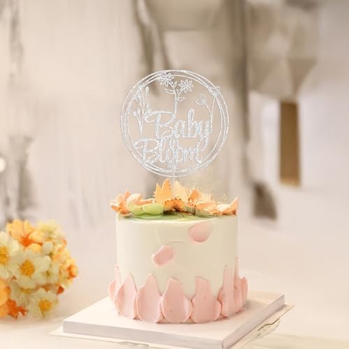 Gyufise Baby in Bloom Glitter Flower Cake Topper