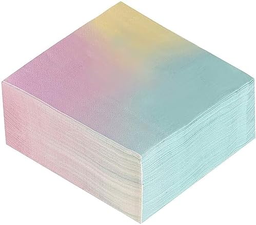 150 Pack Rainbow Cocktail Napkins 2 Ply 65x65 In