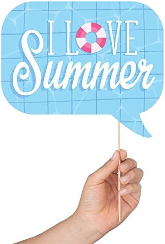 Summer Photo Booth Props - 41 Pieces with Signs Pads Sticks