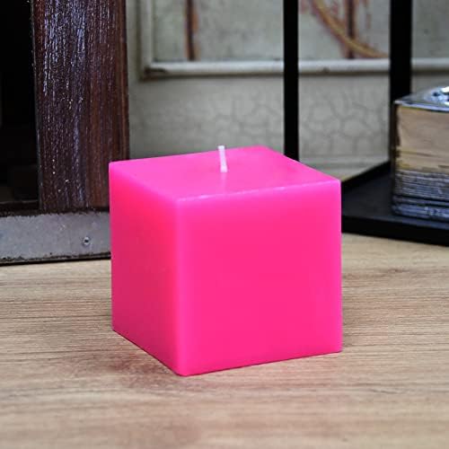 3 Inch HotPink Square Pillar Candles