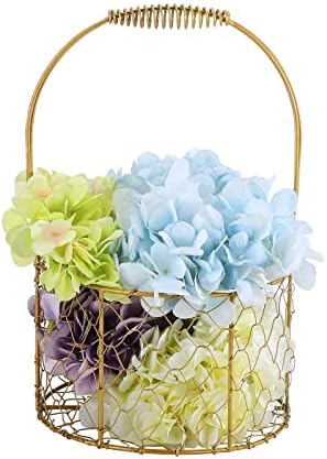 PerGar Golden Metal Flower Girl Basket for Weddings