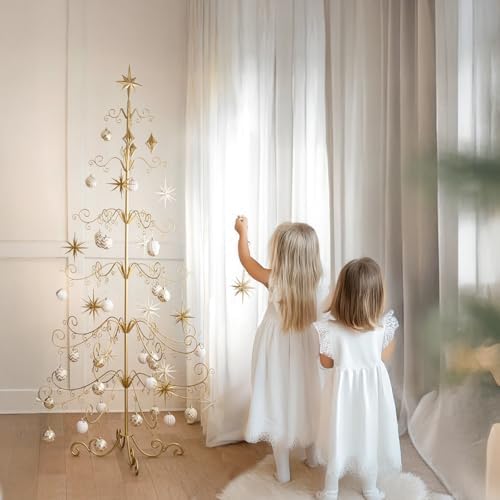 Barton 64ft Wrought Iron Christmas Hooks Display Stand - Gold