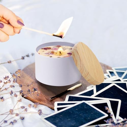 ABK 4oz White Candle Tins 24PCS Matte Metal Jars With Wood Grain Lids