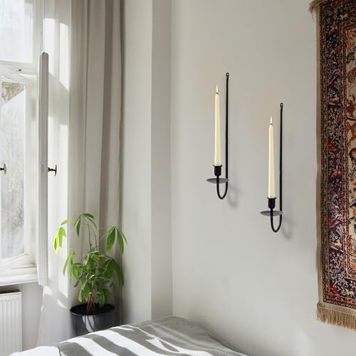 AlsoLife Black Candle Sconces Set of 2