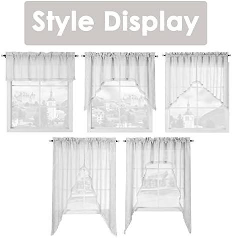 Beda Home Tassel Linen Textured Swag Valance - Farmhouse Style 36x63 Inch 1 Pair