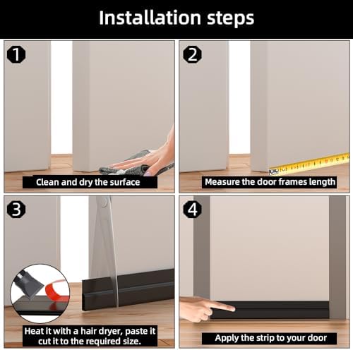 Ormien Door Draft Stopper 39 Inch Black Adjustable