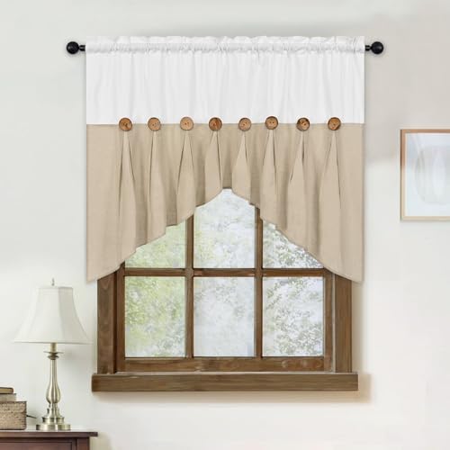 FRAMICS Farmhouse Swag Curtain 52x36 Inch