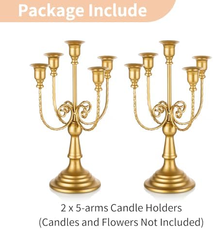 NUPTIO Gold Candelabras Candle Holder Set of 2