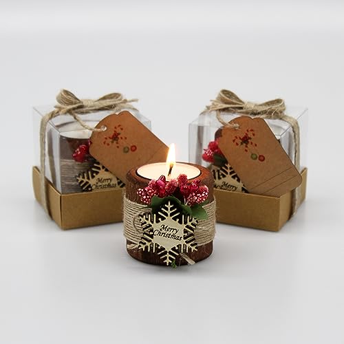 10PCS Handmade Wooden Christmas Candle Holder with Snowflake Design