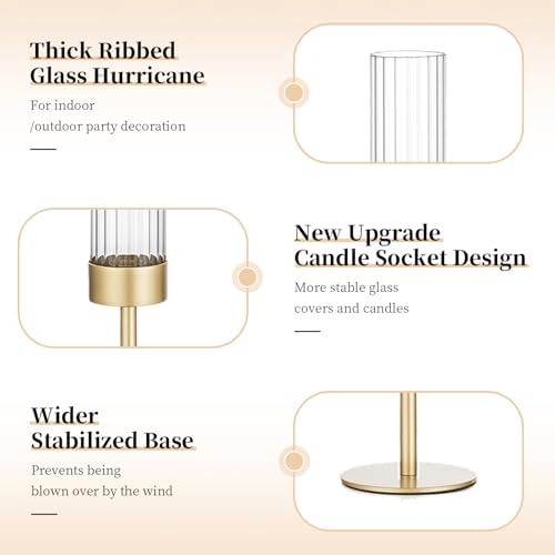 Glasseam Gold Taper Candle Holder Set of 3