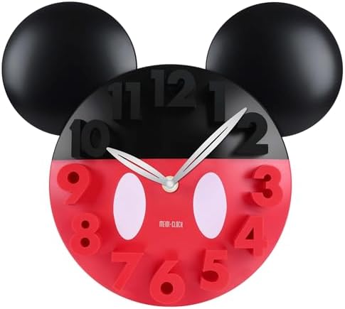 MEIDI CLOCK Wall Clock with 3D Numbers for Mickey Mouse Lovers