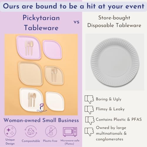 Fancy Purple Disposable Plates 50pcs Bamboo Set for Parties