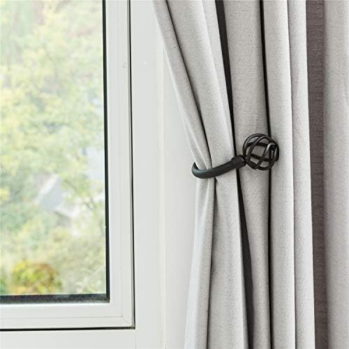 Geometric Industrial Curtain Holdbacks 2pc Solid Cast Iron Tiebacks