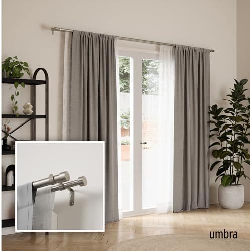 Umbra Cappa Double Curtain Rod with Finials and Hardware 66-120 Inch Nickel