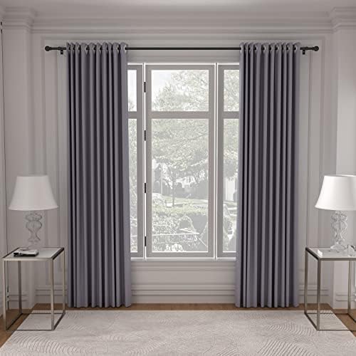 Black Curtain Rods 28-48 Inch 3 Section Set with Brackets