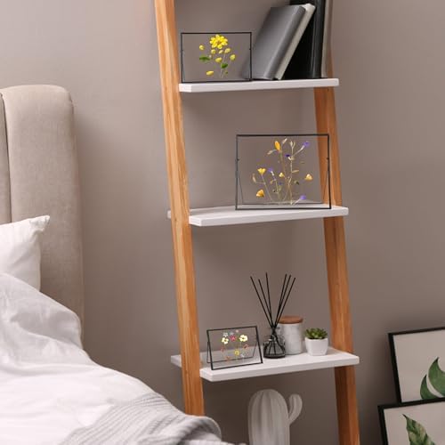 Handmade Glass Flower Frame with Brass Edges 4x6 Inch