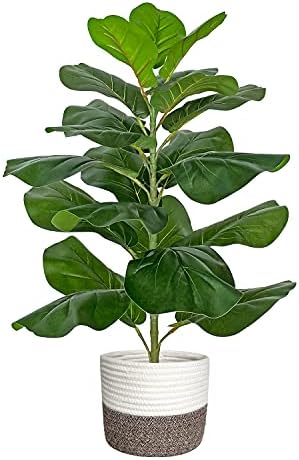 BESAMENATURE Artificial Fiddle Leaf Fig Tree 305 Inch with Cotton Rope Basket
