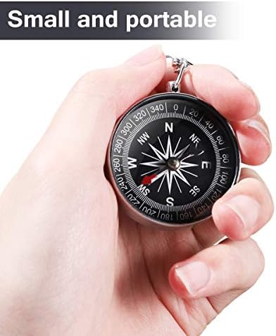 Toyvian 12Pcs Alloy Compass Keychain - Silver Pirate Themed Travel Keychain