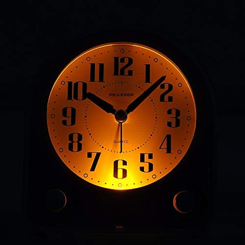 Peakeep Analog Alarm Clock Silent Non-Ticking with 7 Sounds