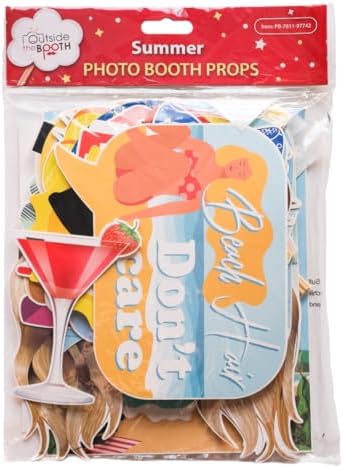 Summer Photo Booth Props - 41 Pieces with Signs Pads Sticks