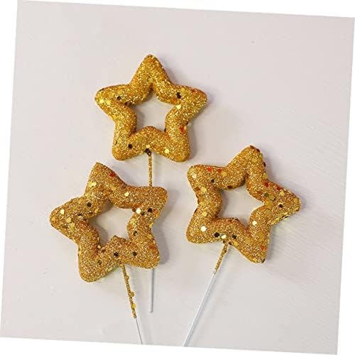10Pcs Star Cake Topper Glitter Decor for Birthday Cupcakes