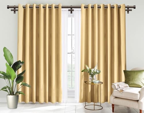 KAMANINA 1 Inch Double Curtain Rods 66-120 Inches Heavy Duty Bronze